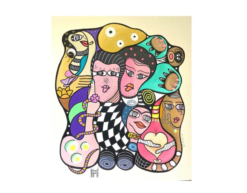 Artwork titled 'Derrière mon masque 2. 60*70' by Narjess Azzouz